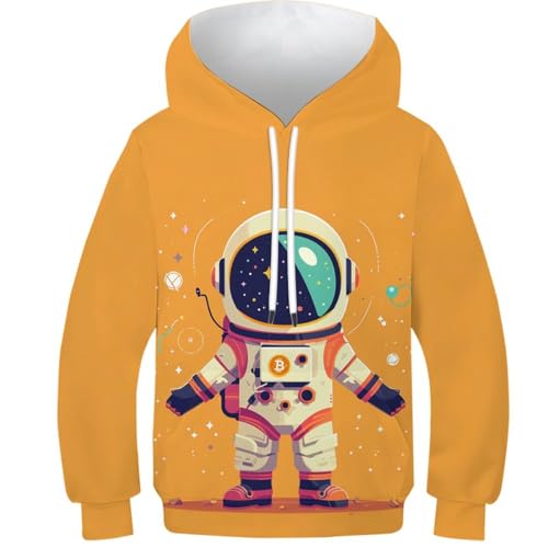 DLONIRPEX Astronauta 3D Hoodie Hombre Mujer Sudadera con Capucha Casual Manga Larga Pullover con Bolsillos Sudaderas 13-15Y