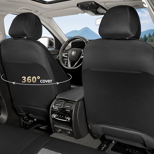 FLORICH Automotive Seat Covers 2 Seats Breathable Front Car Seat Cover Leather Air Mesh Car Seat Protector Cushion Airbag-Compatible Universal Fit for Most Car SUV Sedan Truck, Gray&Black by FLORICH - Used condition - Image 2
