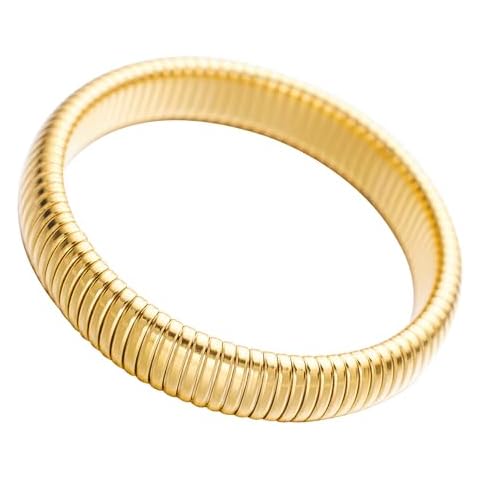 Godyce Gold Bangle Bracelets for Women Men Gold Chunky Bangle Stretch Bracelets Wide Wristband Bangle Bracelets Trendy Jewelry (Gold, 15mm) Cover