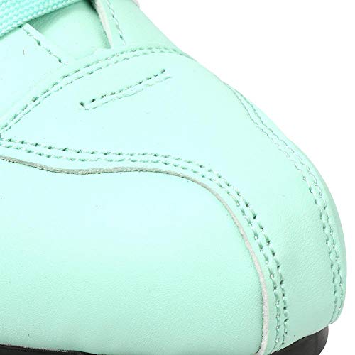 Roller Skates for Women Men,PU Leather High-top Roller Skates for Beginner Double-Row Wheels, Indoor Outdoor Roller Skates Adult Youth Unisex with Shoes Bag (Green Flash Wheel,42) - Thumbnail 4