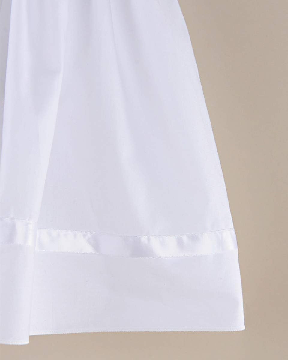 One Small Child Girls Sarah 100% Cotton Embroidered Bodice Christening Tea Length Dress with Matching Headband