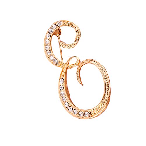 BEUU Letter Brooch Pins Initial Rhinestone Brooch for Women Crafts Silvery A-Z, E