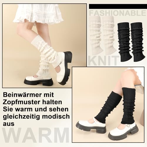 taonganui 4 Paar Stulpen Damen Gestrickte Beinstulpen für Frauen Mädchen, Winter Beinwärmer Warm und Bequem Langer Beinwärmer Crochet Stricken Stulpen für Ballett, Tanz, Sport