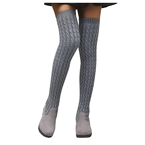 Gyouanime Mid Calf Boots Kitten Heel Goth Boot Thigh Heels Wedges Warm Shoes Sexy Thigh High Boots For Women Plus Size Grey #TOP3
