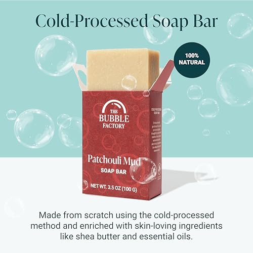 Image of Handmade Natural Bath & Body Soap Bar, Vegan, All-Natural, Palm Oil Free, Made in USA with Shea Butter + Essential Oils, Patchouli Mud, 3 Bars