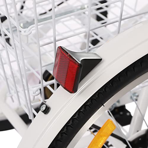 Miniatura 5 de Awolsrgiop Triciclo Para Adultos De 24 Pulgadas, Plegable, 3 Ruedas, 7 Velocidades, Bicicleta Para Adultos, Triciclo, Triciclo, Bicicleta De Crucero, Con Luz Led, Cesta De Verduras, Portavasos
