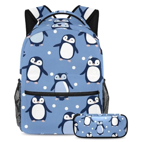 Cartable pingouin dansant bleu lot de 2 sacs pour la rentrée
