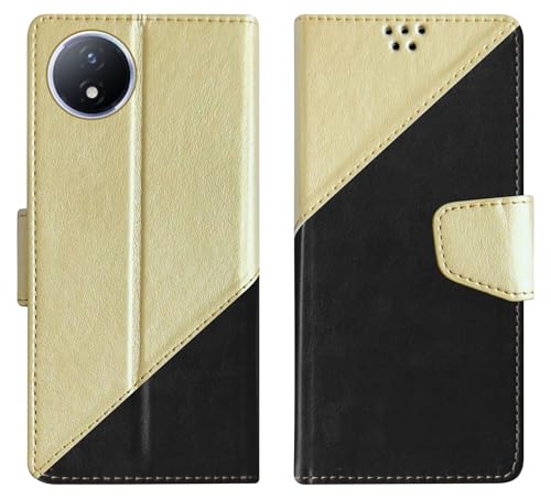 Image of SBMS Flip Cover for Vivo Y02 / Vivo Y02T Back Cover Case with Magnatic Closure | Inbuilt Stand | Card & Money Pocket (MultiBlack)