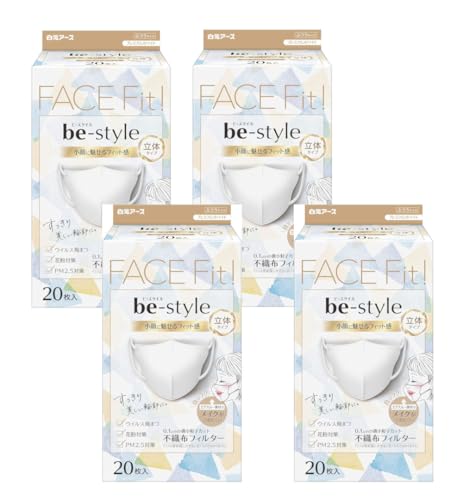 [�r�[�X�^�C��] �y4�Z�b�g�z be-style �����A�[�X ���̃}�X�N �ӂ��T�C�Y �v���~�A���z���C�g 20����×4�� JIS�K�i�K�� �����ɂ��Ȃ�Ȃ����L���Ђ� ���C�N�����ɂ��� �s�D�z �ԕ��� 3D�}�X�N