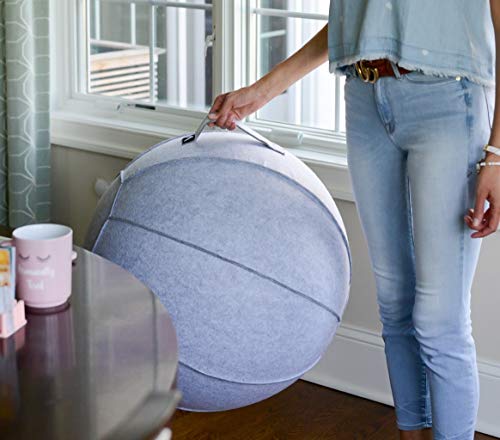 Vivora Luno - Sitting Ball Chair for Office, Dorm, and Home, Lightweight Self-Standing Ergonomic Posture Activating Exercise Ball Solution with Handle & Cover, Classroom & Yoga