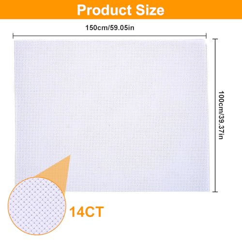 Miniatura 2 de Tela Punto De Cruz 14ct Para Bordar 150x100cm Blanca, Tela De Bordado De Costura, Aida Para Manualidades Y Suministro De Trabajo Manual