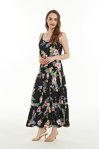 Image of Family Matching Hawaiian Clothes, Hibiscus Black | Black Hibiscus Print • Soft Rayon Fabric • Family Matching Outfits • Vacation Ready • Luau Party Wear