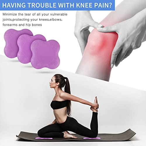 6 Pcs Knee Pads For Yoga Extra Thick Yoga Wrist Pad Yoga Cushion Anti Slip Pilates Support Pad For Men Women Knee Elbow Wrist Hand Exercise Meditation Workout Floor Travel (Purple) #TOP3