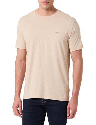 GANT Men's Reg Shield SS T-Shirt, Beige, M