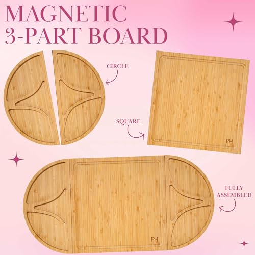 Paris Hilton Charcuterie Board and Serving Set, Customizable and Magnetic Bamboo Board with Cheese Utensils, 7-Piece Set, Pink by Paris Hilton - Image 3