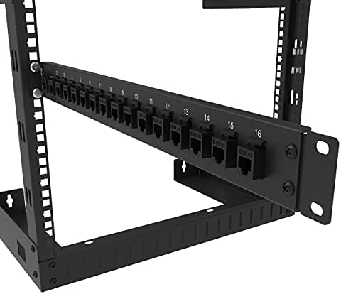 Jingchengmei 16-Port Blank Keystone 1U Hinged Blank Patch Panel, 19" Rackmount (H1UKS16H, Black)