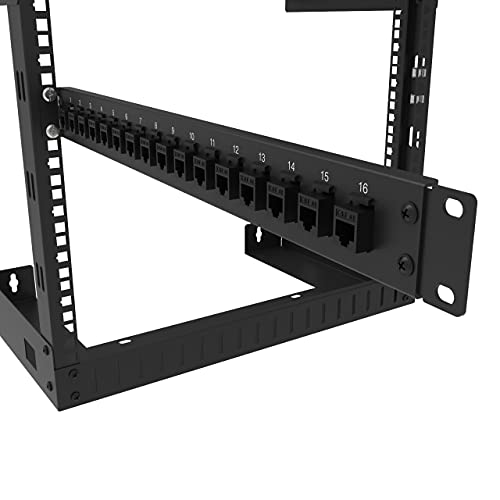 Jingchengmei 16-Port 1U Hinged Rack Blank Patch Panel For Keystone Jack Cat.6 Or Cat.5E, 19" Rackmount (H1Uks16H, Black) #TOP1