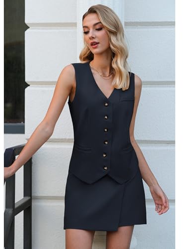 luvamia 2 Piece Skirt Sets for Women Dressy Sleeveless Blazer Vest Skirts Matching Suit Set Business Casual Work Outfits4