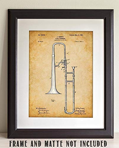 Trombone - 11X14 Unframed Patent Print - Great Music Room Decor Or Gift Under $15 For Musicians #TOP1