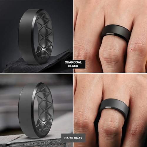 Egnaro Silicone Ring For Men 9mm Wide 2.5mm Thick, Rubber Wedding Bands Ergonomic Breathable Design, Flexible Engagement Rings4
