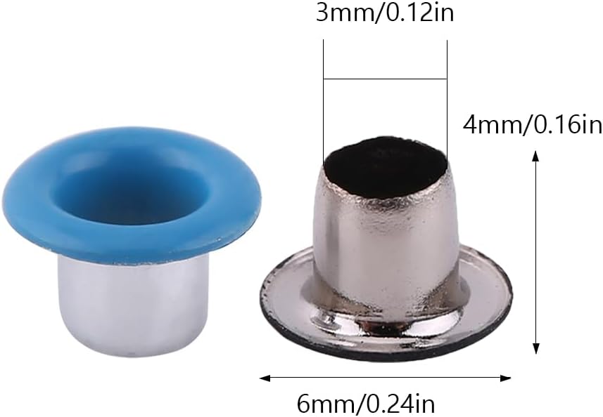 Tiiyee Eyelets, 500Pcs 3MM Metal Round Eyelet Grommets Hole Self Backing DIY Rivet Leathercraft Mixed Colors for Scrapbooking Card Making Leather Belt Paper Craft Cloth Shoe Bags Fabric Decoration