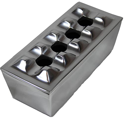 U.like Relax Zone Cigar Ashtray Made From Aluminum Metal / Wind Resistant Ashtray For Cigars To Cigarillos ,4 Holes Design, Windproof Hand Crafted For Indoor And Outdoor Usage (Silver) #TOP2