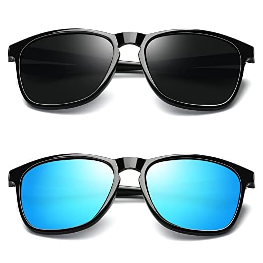 Óculos de Sol Polarizados Masculinos Femininos - 100% UV Protection Joopin Moda Retro Óculos de Sol Leves Para Homens Mulheres (Preto + Azul)