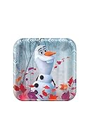 Disney Frozen 2 Metallic Square Plates, 7' (8-Pack) - Spectacular Olaf-Designed Party Plates, Essential for Frozen-Themed Celebration and Events