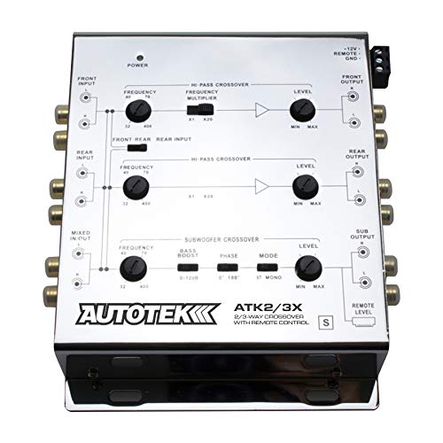 Autotek ATK2 3X Active Crossover Processor (Silver) – 8.5 Volts, 2-Way and 3-Way, Remote Bass Control Included, Built-In Crossovers, Level Adjust - Thumbnail 3