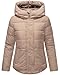 MARIKOO Damen Winterjacke (XS-3XL) - 5 Taschen, große Kapuze, Schlaufen auf der Innenseite, leichte Steppjacke, Warme Jacke Frauen - N019 (L, Taupe-Grey)