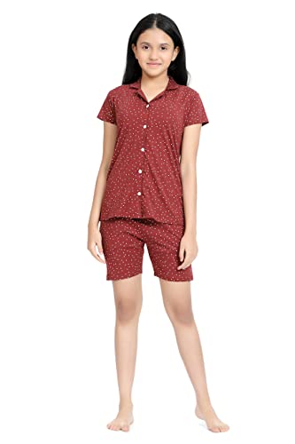 Image of Kids Night Suit for Girls - Cotton Set of Pyjama & T-Shirt Sleepwear - Lightweight & Comfortable Night Wear for Kids