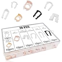 70PCS Fuel Line Clips 7 Sizes Fuel Line Connector Injector Clips Repair Kit Replacement 3/8" & 5/16" Nylon Fuel Brake Line Clamp Hose Retainer Clips Assortment Kit tool for Ford GM Chrysler