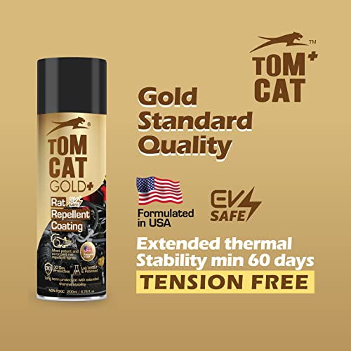 Image of Tom Cat Gold No Entry Rat Repellent Spray for Cars - Long-Lasting | Easy Spray Nozzle, Leak-Free, Up to 1-Year Effectiveness | Includes Protective Glove & Mask - Pack of 1 | 120 ML - FORMULATION 5X