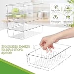 ZIZOTI Boîtes de rangement de l'organisateur de Pantry Clear 4 Pack plastique amovible Snack Organizer Pantry Organization Ranger Racks avec séparateurs amovibles, parfait pour les collations, paquets, épices, cuisine, armoires