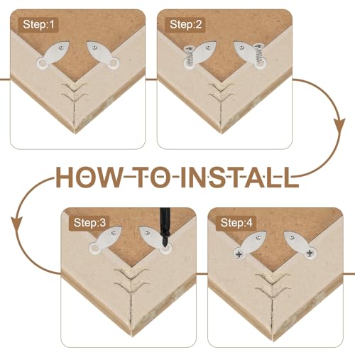 Image of uxcell 120pcs Picture Frame Backing Clips, 0.83 inch Photo Frame Turn Buttons Fasteners Hardware Corner Clip with 120pcs Screw for Hanging Pictures Craft Drawings, Melon-Seed Shaped Silver