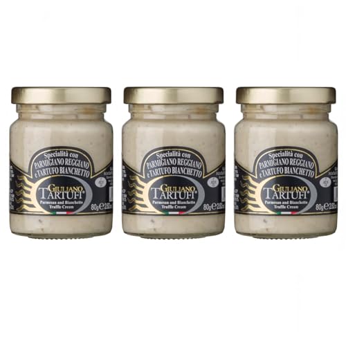 Giuliano Tartufi Specialità con Parmigiano Reggiano e Tartufo Creme aus Parmesan und Trüffel Italien inkl. FeinWert E-Book (3 x 80g)
