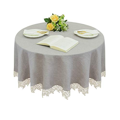 Balcony & Falcon Mantel Redondo para Mesa Mantel Antimanchas Mantel Impermeable para Cocina (Gris, Diámetro 140cm)