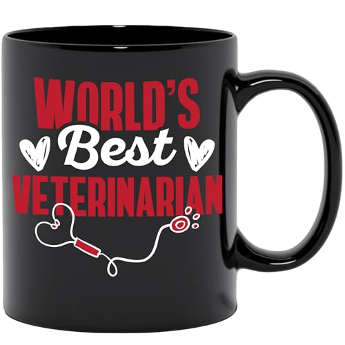 Make Your Mark Design World's Best Veterinarian, a Vet, Black 11oz Ceramic Mug