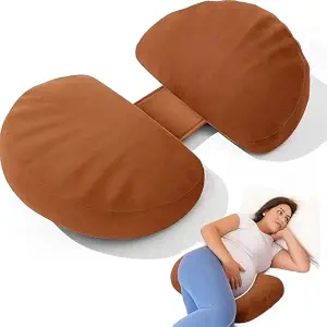 Multifunctional H Shaped Pregnancy/Maternity Pillow for Pregnant Women for Belly Stomach & Hip Pain/Body Support Pillow with Washable Cover (Oxblood, Set of 2)