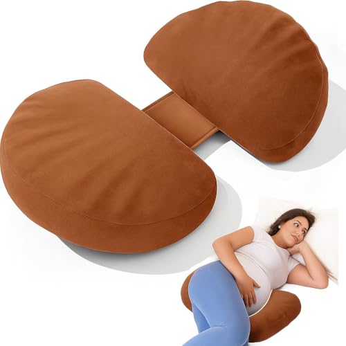 Image of Pregnancy Pillow for Women | Multifunctional H Shaped Maternity Pillow for Pregnancy Sleeping | Velvet Back Support Pillow with Belly, Stomach & Hip Support | Washable Cover (Oxblood, Set of 2)