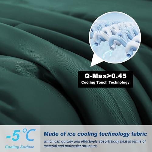Image of Cooling Comforter Queen Size, Double-Sided Cold Tech Quilted Bed Comforters Cooling Blanket for Hot Sleepers, Breathable Lightweight Summer Bedding, All-Season Ice Blanket, Emerald Green