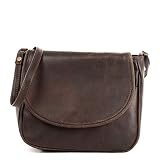  LECONI kleine Umhängetasche Damentasche Schultertasche Festivaltasche Leder 22x18x6cm dunkelbraun LE3047-wax