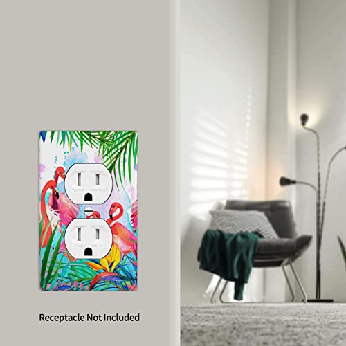 Pink Flamingos Outlet Covers Wall Plate, 1 Gang Duplex Receptacle Cover Plate Decorative Electrical Outlet Cover Plates For Bathroom Kitchen #TOP5
