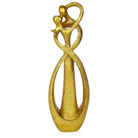 Trycooling Kissing Lovers Statue Abstract Sculpture Resin Statues for Home Decor Modern Home Office Desktop Shelf Bookshelf Decor (Gold, Small) Cover