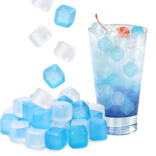 80 Pack Reusable Ice Cubes, Refreezable Plastic Ice Cubes | No Diluting, BPA Free for Drinks, Iced Coffee, Home Bars, Whiskey