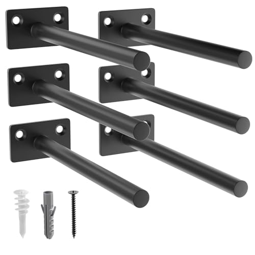 LEOPO Black 6 Pack-6 inch Floating Shelf Brackets, Hidden Shelf