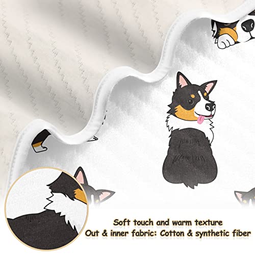 Image of Swaddle Blanket Pembroke Welsh Corgi Tricolor Dog Seamless Pattern Cotton Blanket for Infants, Receiving Blanket, Lightweight Soft Swaddling Blanket for Crib, Stroller, Nursery Blankets, 30X40 in