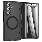for Samsung Galaxy Z Fold 7 Case [Compatible with MagSafe] [Hinge Protection] [Built-in HD Screen Protector] Translucent Hard Shockproof Magnet Phone Cover for Zfold 7 - Black