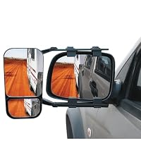 RV Essentials Australia Towing Mirrors 2 Pack – Universal Clip On Caravan Mirrors with Dual Lens Flat & Convex – Adjustable Clamp 105–275mm for 4WD, Ute & Caravan Towing