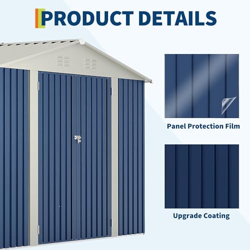 10 X 10 FT Outdoor Storage Shed,Metal Garden Sheds&Outdoor Storage, Lockable Gable Roof Garden Tool Shed, All-Weather Resistant Storage Unit for Bikes, Ladders, Patio Supplies & Garden Essentials by PeakPursuit - Image 8
